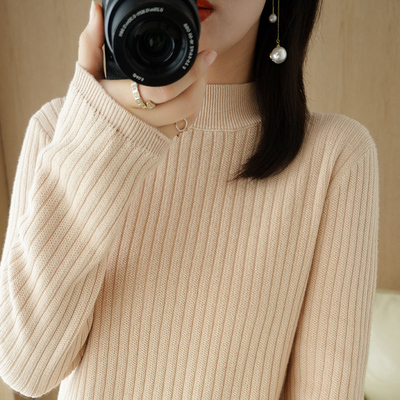 女秋冬打底衫针织衫宽松纯棉毛衣