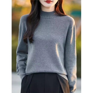 重磅加厚一线成衣纯棉线针织打底衫女半高领无缝毛衣保暖线衫上衣