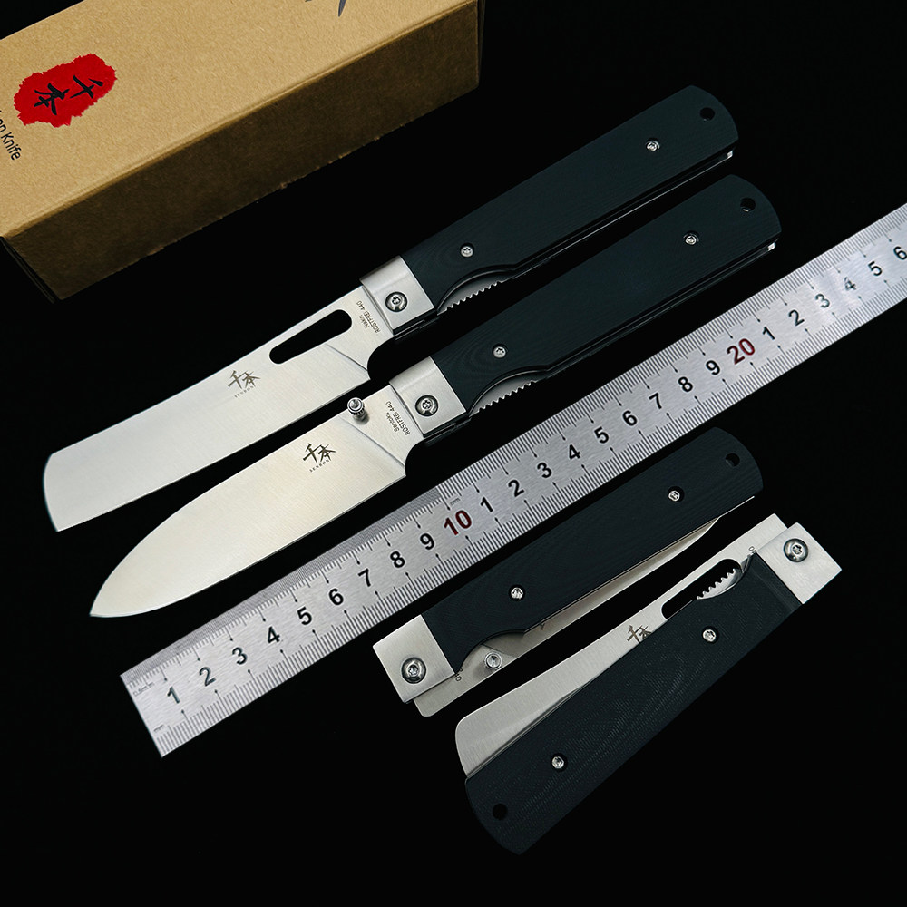 SENBON折叠厨房刀G10手柄440钢户外露营室内室外烹饪垂钓工具EDC