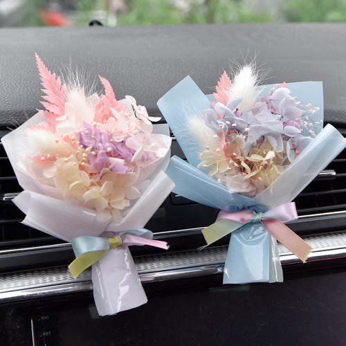 车载香薰出风口香水玫瑰永生花干花小花束汽车装饰摆件空调香氛夹