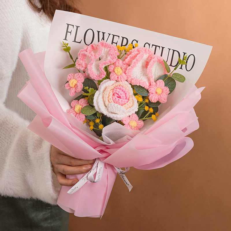 康乃馨针织花束送妈妈生日礼物