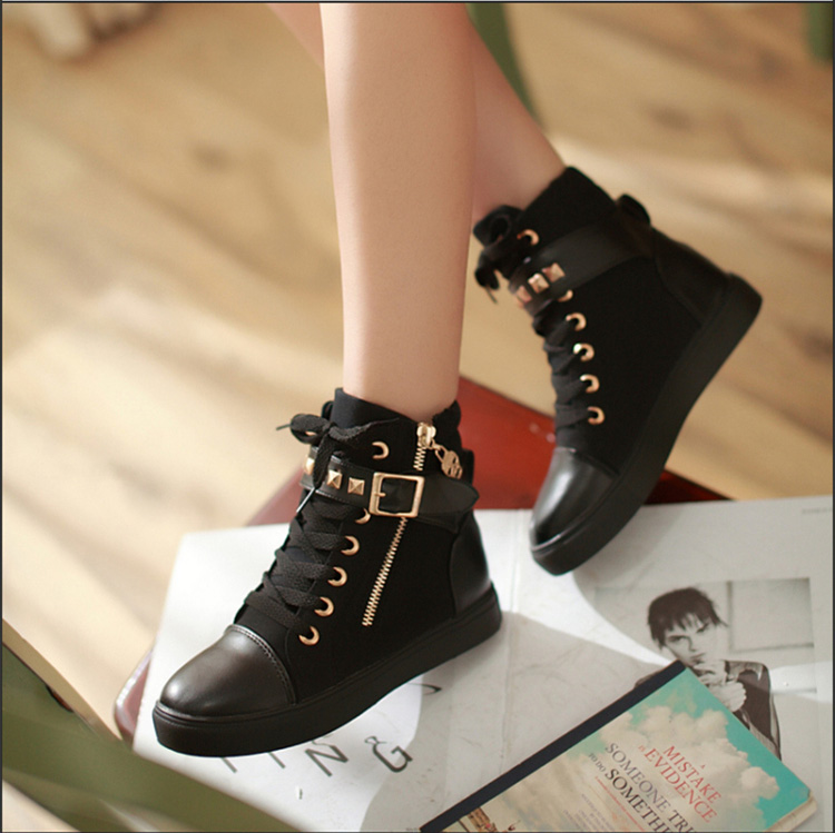women Sneakers canvas shoes woman casual shoe 厚底高帮女鞋