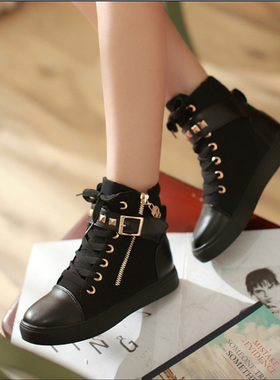 women Sneakers canvas shoes woman casual shoe 厚底高帮女鞋