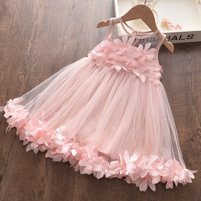 girls summer floral sweet vest petals dress kids dresses