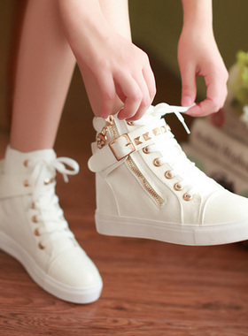 high-top canvas Belt Buckle Leisure Sneakers Women shoes