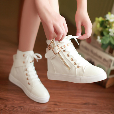 high-top canvas Belt Buckle Leisure Sneakers Women shoes
