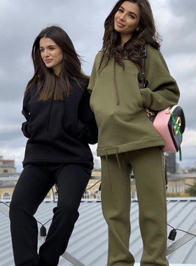 autumn women 2 set fleeces suit casual ladies sport clothes