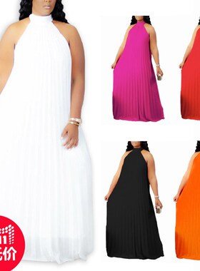 Xl-5xl Large size fat MM ladies loose pleated dress大码裙