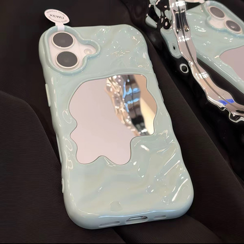 小众不规则波浪镜子适用iPhone17promax手机壳苹果15pro新款16promax高级感13个性12保护套11防摔14plus软壳