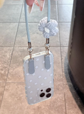 蓝色花朵适用iPhone15promax手机壳苹果14pro新款16promax小清新13趣味12保护套11防摔华为p70少女心mate60套