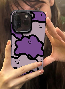 紫色小怪兽适用苹果15promax手机壳iphone14pro新款13趣味12小众11保护套max大孔果冻壳防摔x硅胶xr软壳xsmax