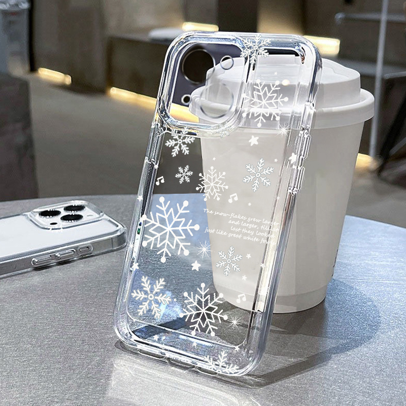 ins雪花适用苹果16pro手机壳iPhone15promax秋冬新款13华为mate60荣耀200防摔12小米14透明vivo全包oppo软k70