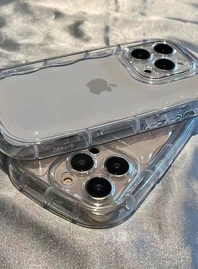 小胖妹简约波浪纹适用iPhon14手机壳12/13pro硅胶14Promax软壳14Pro高级感15promax新款超薄透明保护套11男女
