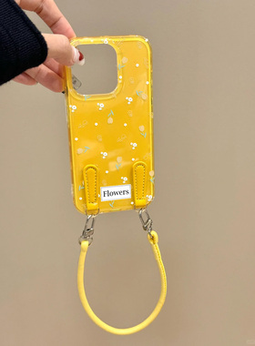 碎花光油皮绳适用苹果16手机壳iPhone15promax新款华为mate60荣耀vivos19时尚opporeno12小米14红米note13女