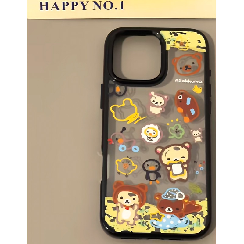 彩色轻松熊适用iPhone15promax手机壳苹果14pro新款16promax可爱卡通13趣味12保护套11硅胶防摔15plus软壳女