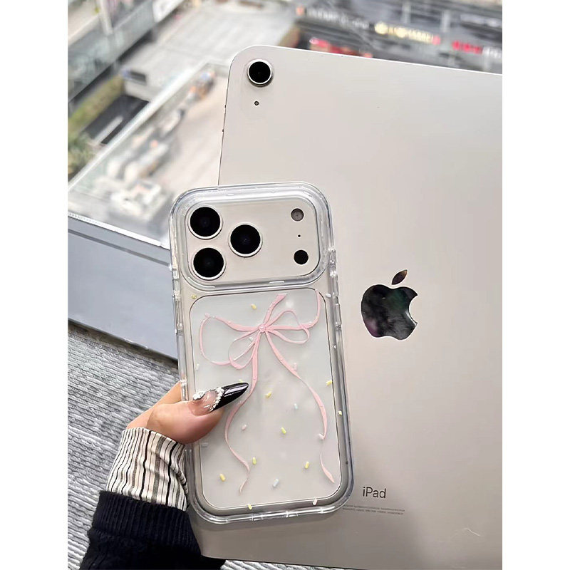 樱花粉蝴蝶结适用苹果17手机壳iPhone15promax新款16华为p70荣耀300防摔13小米14透明vivo全包oppo软壳findx8