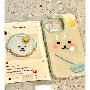 p70华为mate60荣耀200趣味vivos19支架oppo小米14红米note13 耳机自嘲熊适用苹果16手机壳iPhone15promax新款