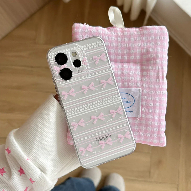 小清新蝴蝶结适用苹果17手机壳iPhone15promax新款16华为p70荣耀300防摔13小米14透明vivo全包oppo软壳findx8