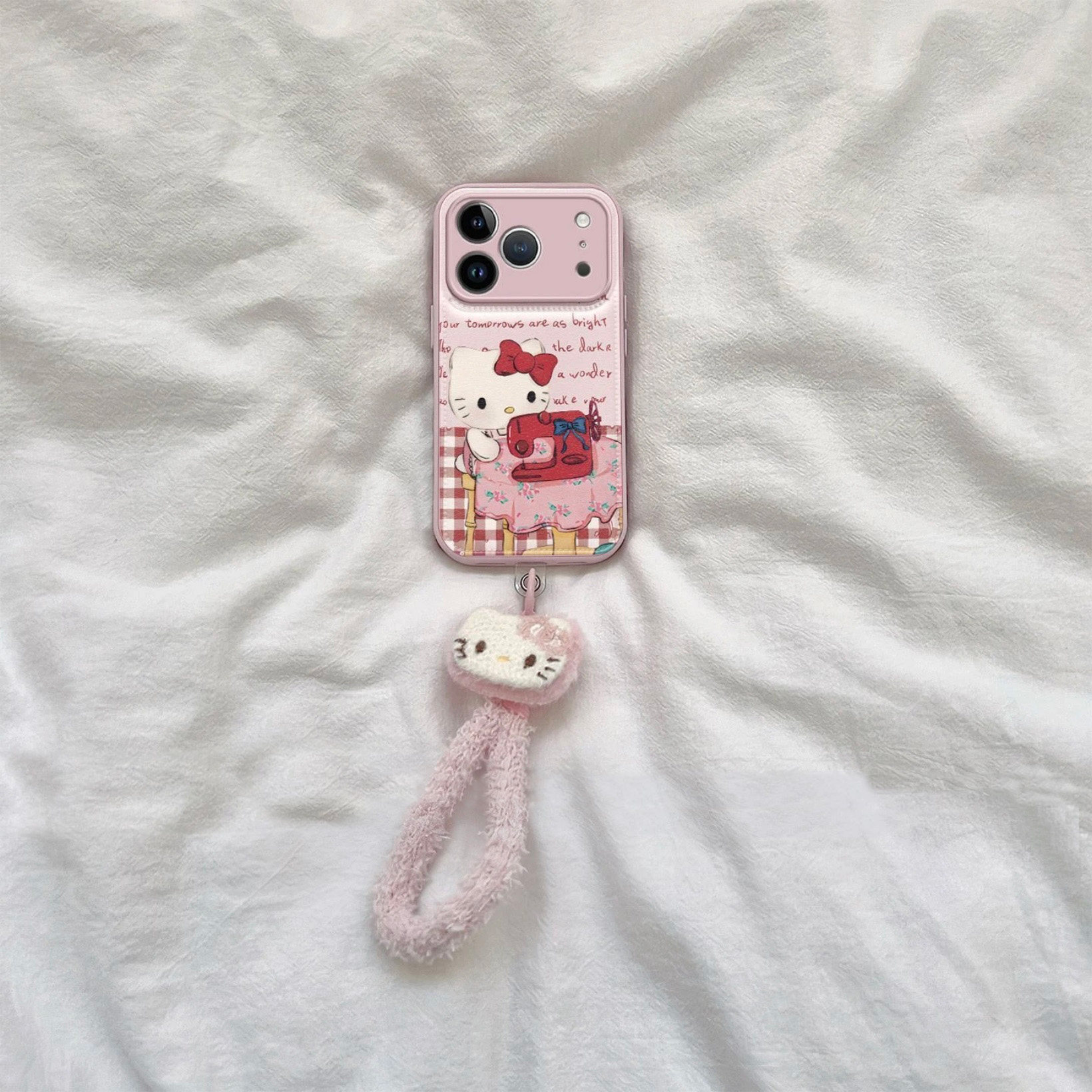 裁缝凯蒂猫适用苹果16手机壳iPhone15promax新款17华为mate70荣耀300毛绒挂绳vivos20卡通oppo小米14糖果气垫