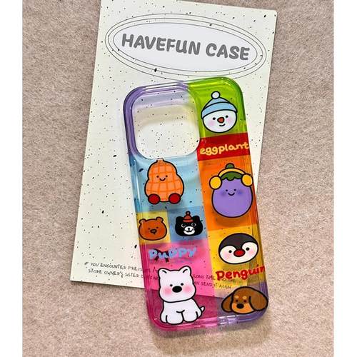 趣味拼接动物插画手机壳透色软壳