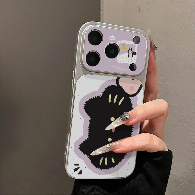 可爱黑色猫适用苹果16promax手机壳iPhone15新款13华为mate80荣耀p70电镀壳opporeno15小米17pro卡通12红米14