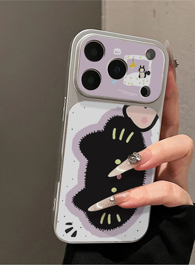 可爱黑色猫适用苹果16promax手机壳iPhone15新款13华为mate80荣耀p70电镀壳opporeno15小米17pro卡通12红米14