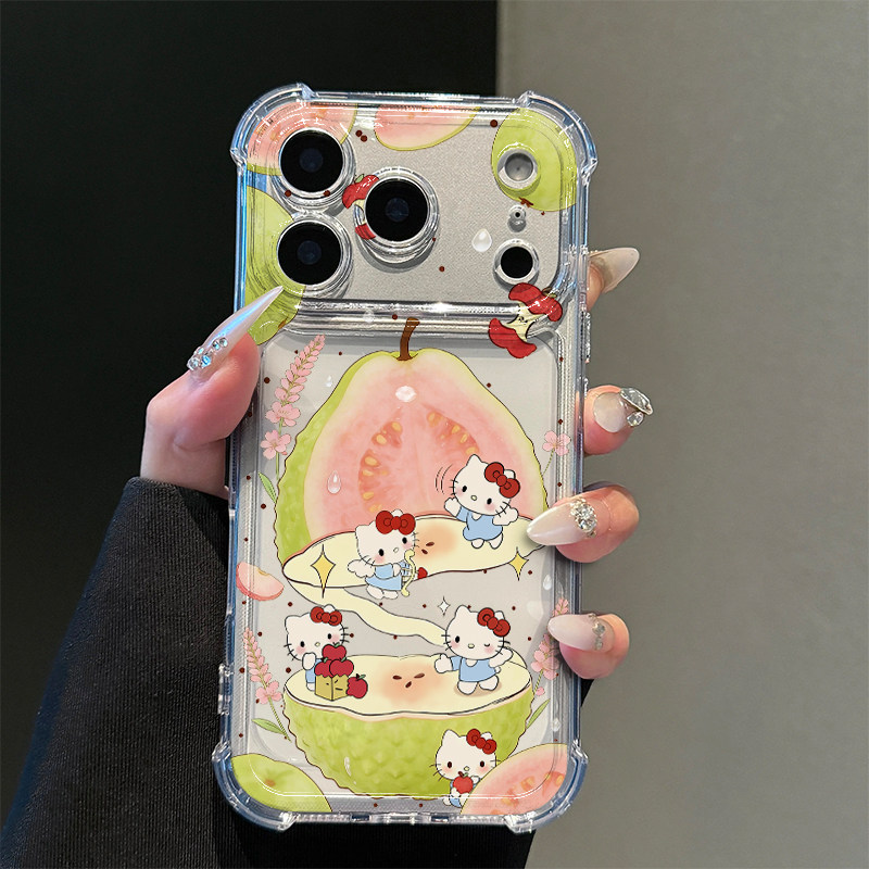 夏日芭乐猫咪适用iPhone17promax苹果16pro手机壳15华为mate70透明气囊vivox200荣耀400全包防摔14小米17oppo