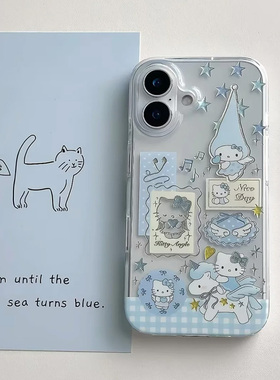 蓝木马kt猫适用苹果16pro手机壳iPhone15promax新款13华为mate70荣耀200防摔小米14透明vivo全包oppo软壳k70