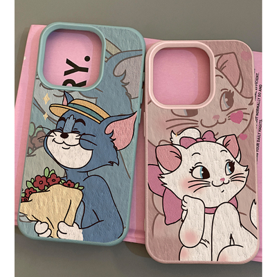 可爱情侣荔枝纹插画手机壳防摔