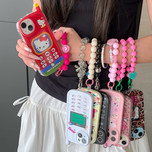 网红KT猫大哥大适用iPhone15promax手机壳苹果14pro新款 16promax可爱卡通13手链12保护套防摔15plus硅胶软壳