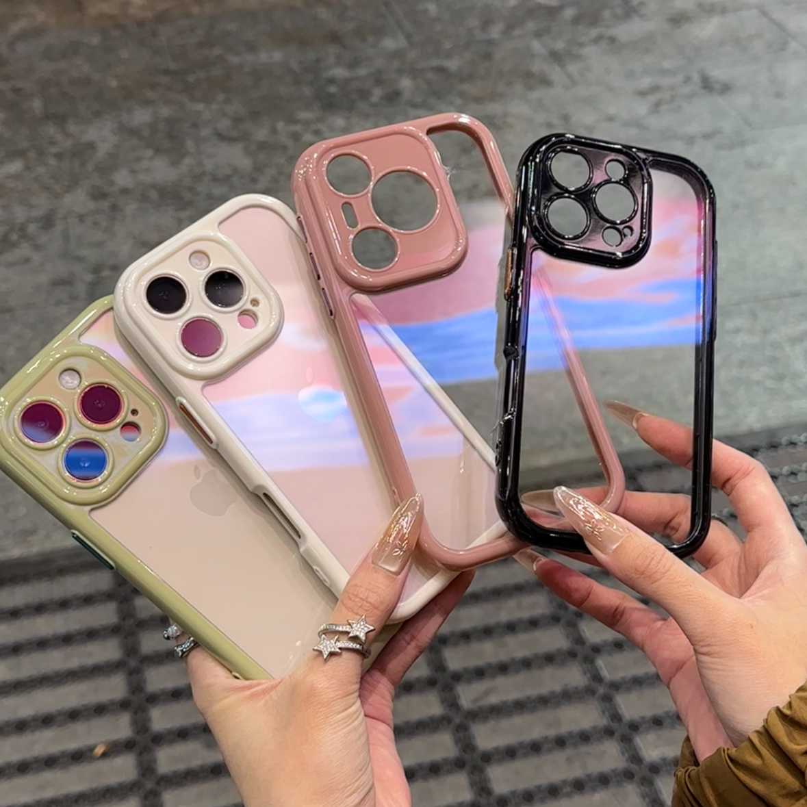 奶油透明壳适用苹果16pro手机壳iPhone15promax新款12/p70华为mate60荣耀200简约vivo硬壳oppo小米14红米k70