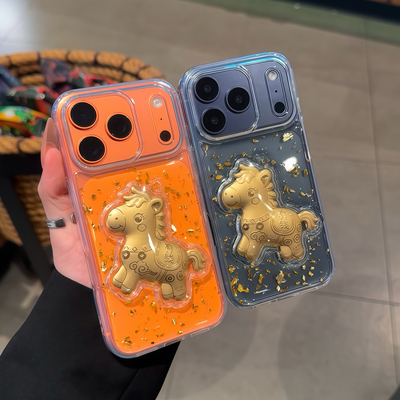 金箔滴胶马上有钱适用苹果17promax手机壳iphone16promax潮流防摔13小众12高级感15pro网红新款14plus保护套