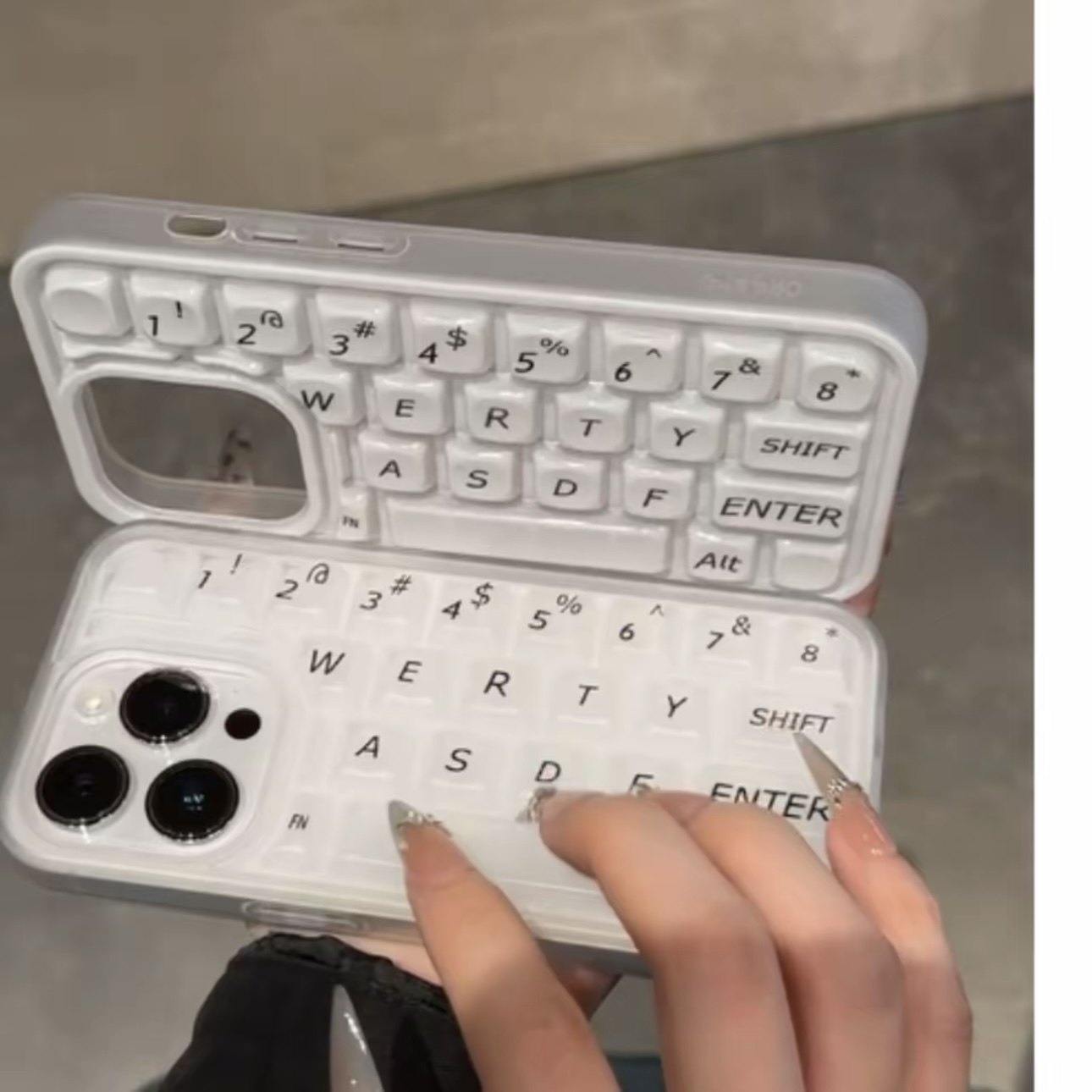 白底键盘按键适用苹果15promax手机壳iphone14pro新款16promax简约创意13小众12保护套防摔11键盘壳15plus女
