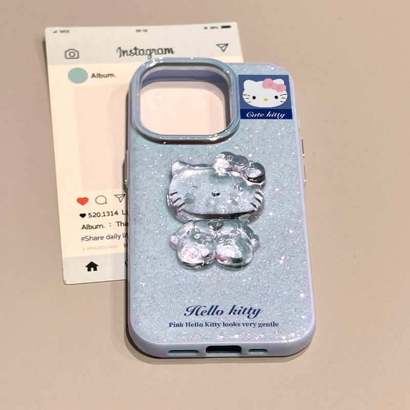 立体凯蒂适用苹果15promax手机壳iphone14pro新款16promax可爱卡通13小众12保护套15plus防摔11闪粉IMD高级感