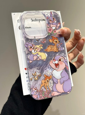 紫色小兔适用苹果16手机壳iPhone15promax晕染14新款12华为mate60荣耀200小众vivox100小米13防摔oppo创意k70