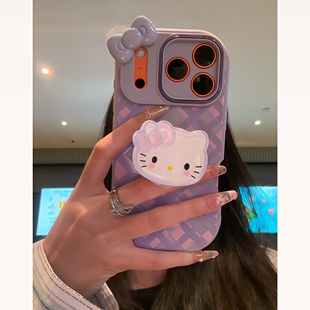 韩系kt支架适用iphone16promax手机壳苹果17全包15华为p70卡通vivox200小米14格纹oppo13红米k80荣耀300套12