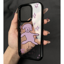 搞怪紫小狗适用iPhone15promax手机壳苹果14pro新款16promax抽象卡通13趣味12保护套11透明亚克力14plus防摔