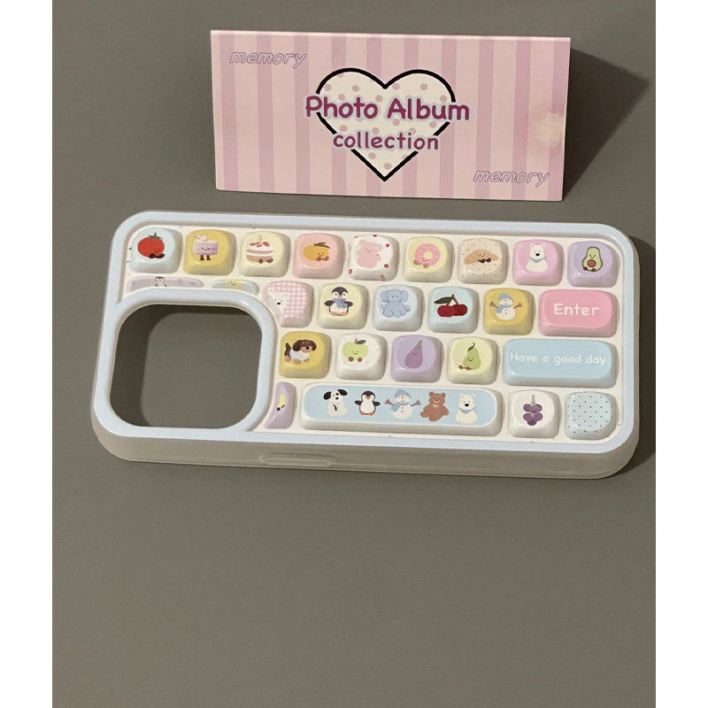 苹果16立体键盘硅胶插画手机壳