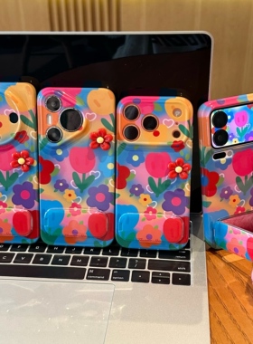 多巴胺花朵适用iphone16promax手机壳苹果17菲林华为mate70清新vivox200菲林小米opporeno13红米k80荣耀300硬