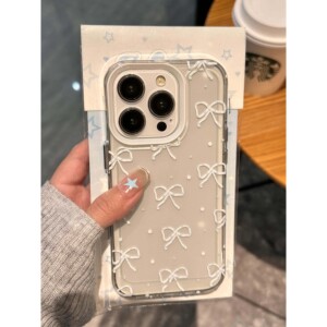 白色蝴蝶结适用苹果13手机壳iPhone15promax新款12/16华为mate60荣耀90防摔11小米14透明vivox100全包oppok70