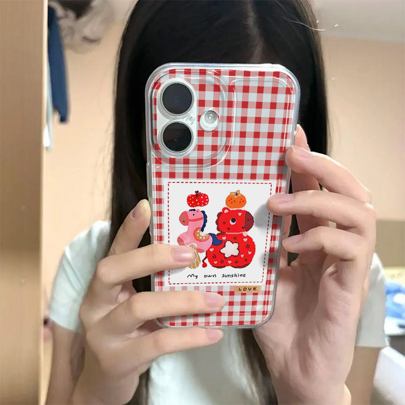 创意红格小马适用苹果17手机壳iPhone15promax新款16华为p70荣耀300防摔13小米14透明vivo全包oppo软壳findx8
