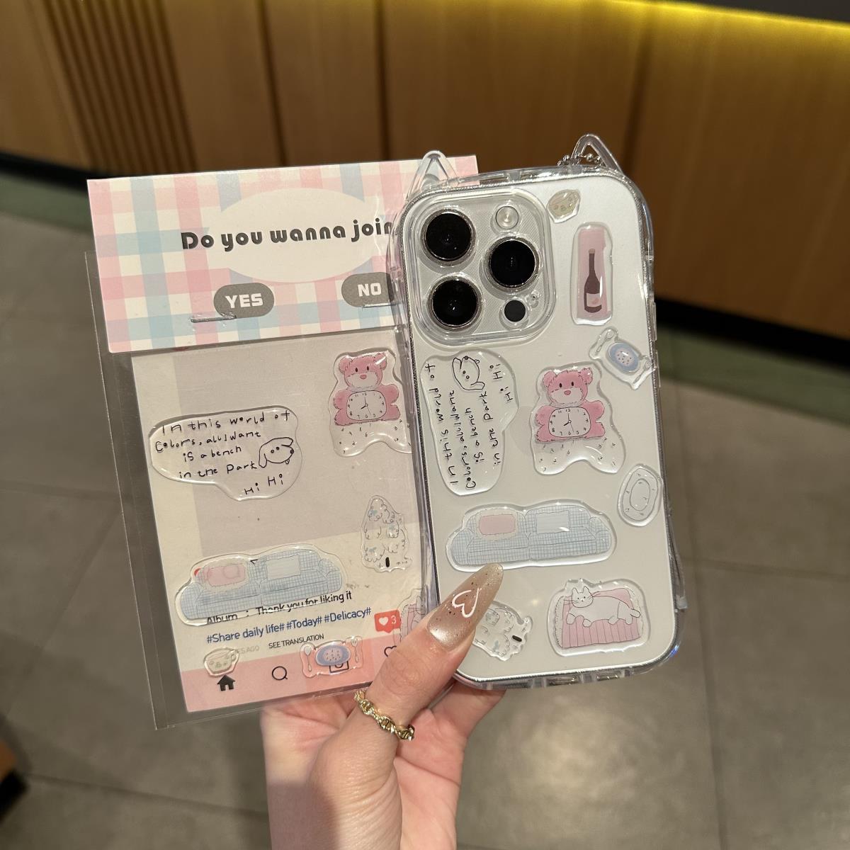 趣味创意猫耳朵立体贴纸手机壳