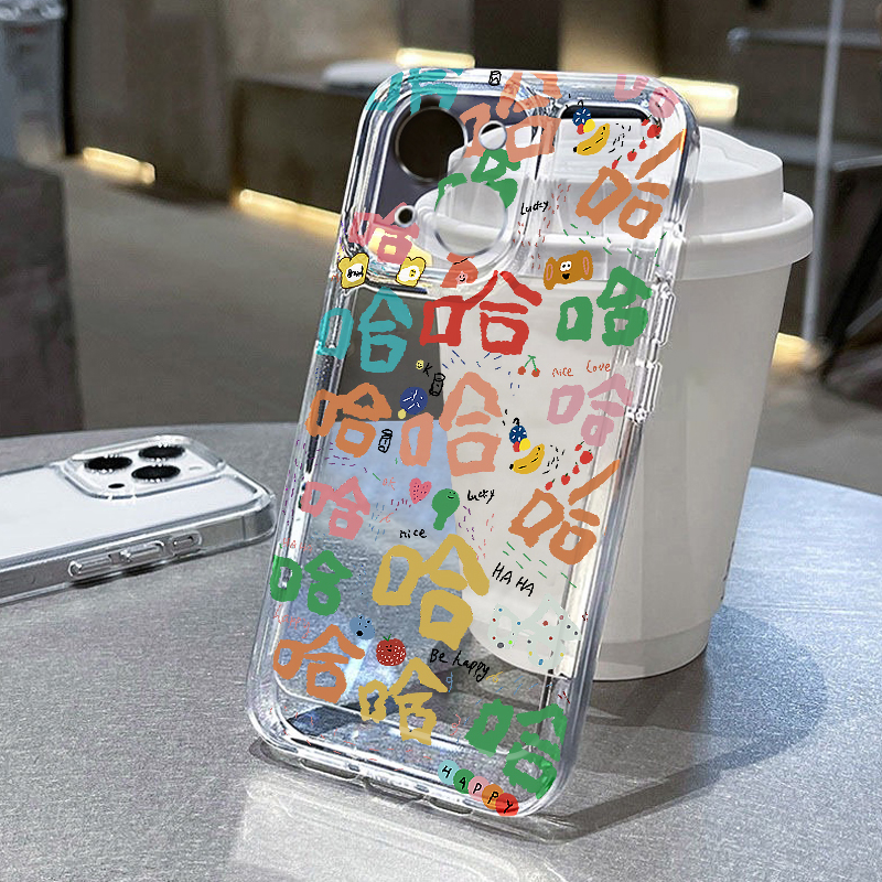 满屏彩色文字适用苹果16pro手机壳iPhone15promax新款13华为mate60荣耀200防摔12小米14vivo全包oppo软壳k80