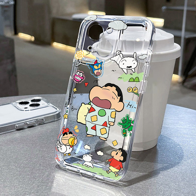 睡衣小新适用苹果16pro手机壳iPhone15promax新款13华为mate60荣耀200防摔12小米14透明vivo全包oppo软壳k70
