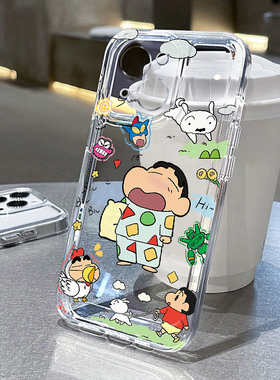 睡衣小新适用苹果16pro手机壳iPhone15promax新款13华为mate60荣耀200防摔12小米14透明vivo全包oppo软壳k70