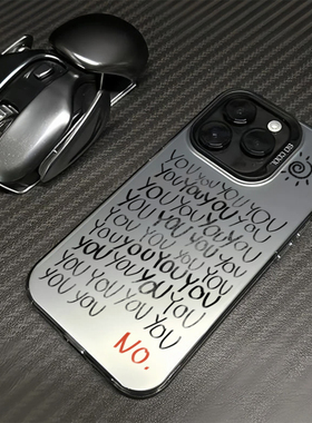 英文字母适用苹果15promax手机壳新款iPhone14套ipone13满屏you字12全包11彩银xsmax个性男女14pro防摔创意壳