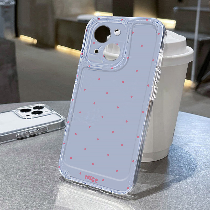 蓝底波点适用苹果16手机壳iPhone15promax新款13华为mate60荣耀200防摔12小米14透明vivox100全包oppo软壳k70