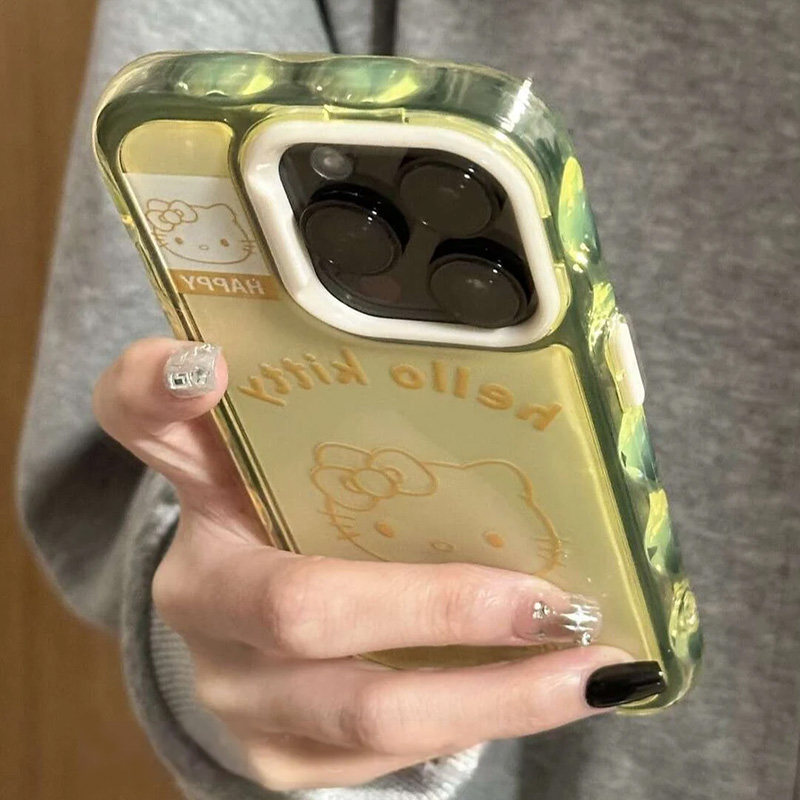 波纹凯蒂猫适用iPhone16promax手机壳苹果15pro新款14promax可爱卡通13趣味12保护套11硅胶防摔15plus软壳女