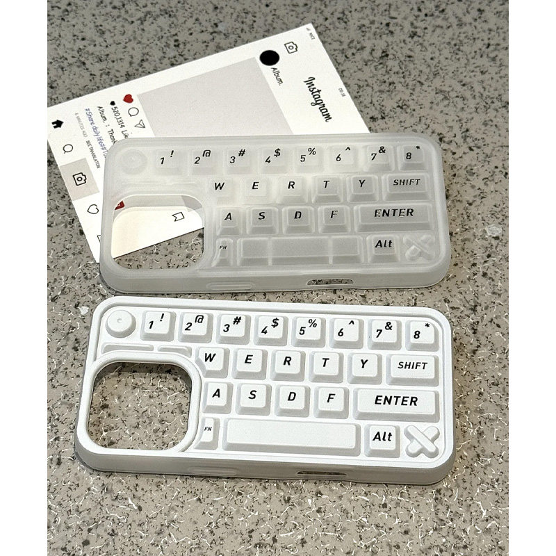 简约透明立体键盘适用iPhone16ProMax苹果13手机壳新款15pro防摔12卡通小众11硅胶保护套14pro个性男全包软壳