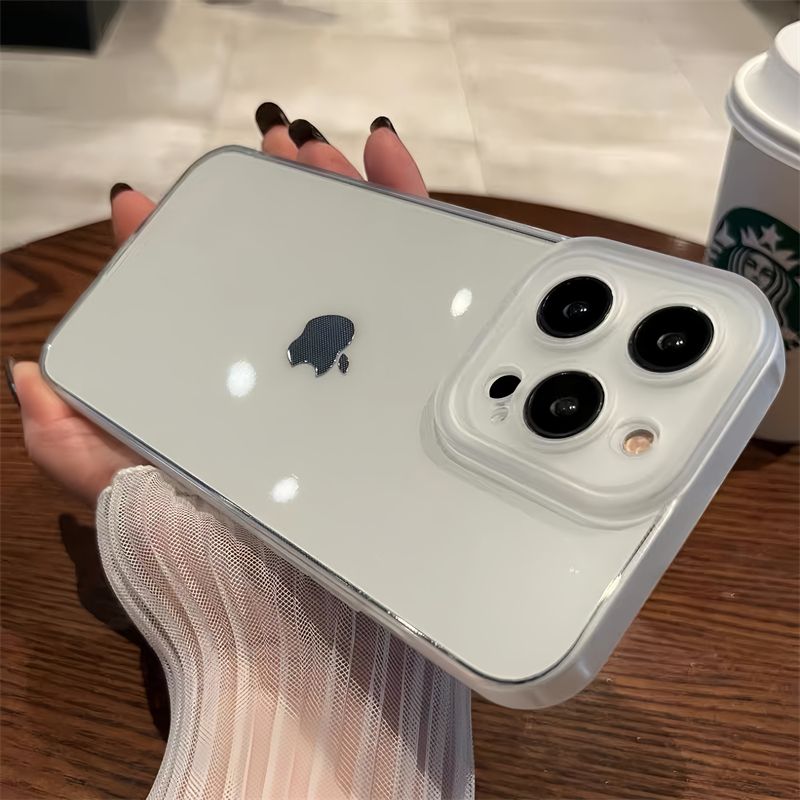 ins极简高级感自带镜头膜适用iPhone15pro苹果15手机壳14ProMax新款11透明12网红男女13promax硅胶全包防摔套